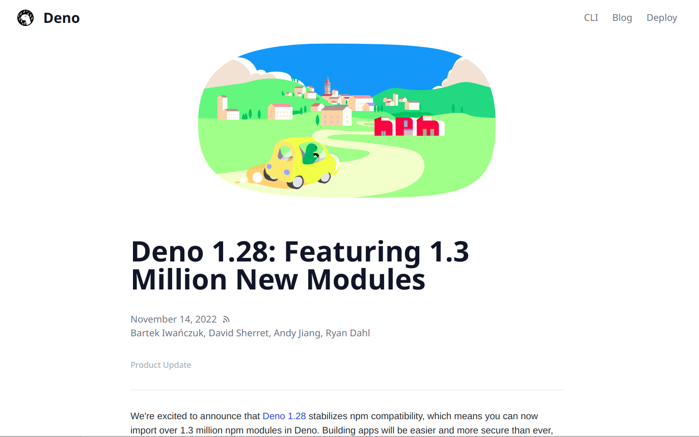 Deno 1.28 released NPM